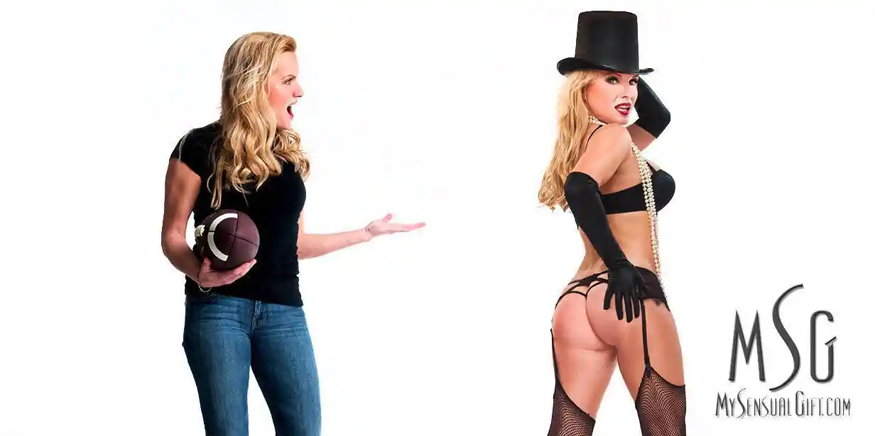 Sports Lover Shocked at her Alter Ego Self wearing Skimpy Lingerie and a Top Hat
