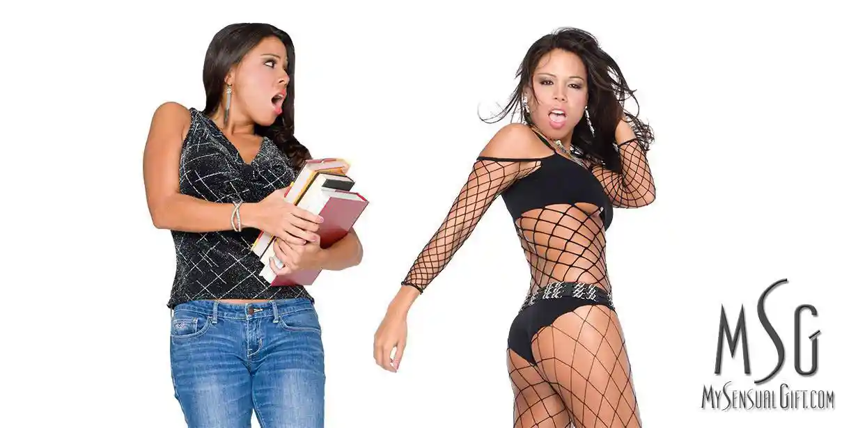 Alter Ego Photography where a School Girl is Shocked with her Sassy Lingerie Alter Ego!